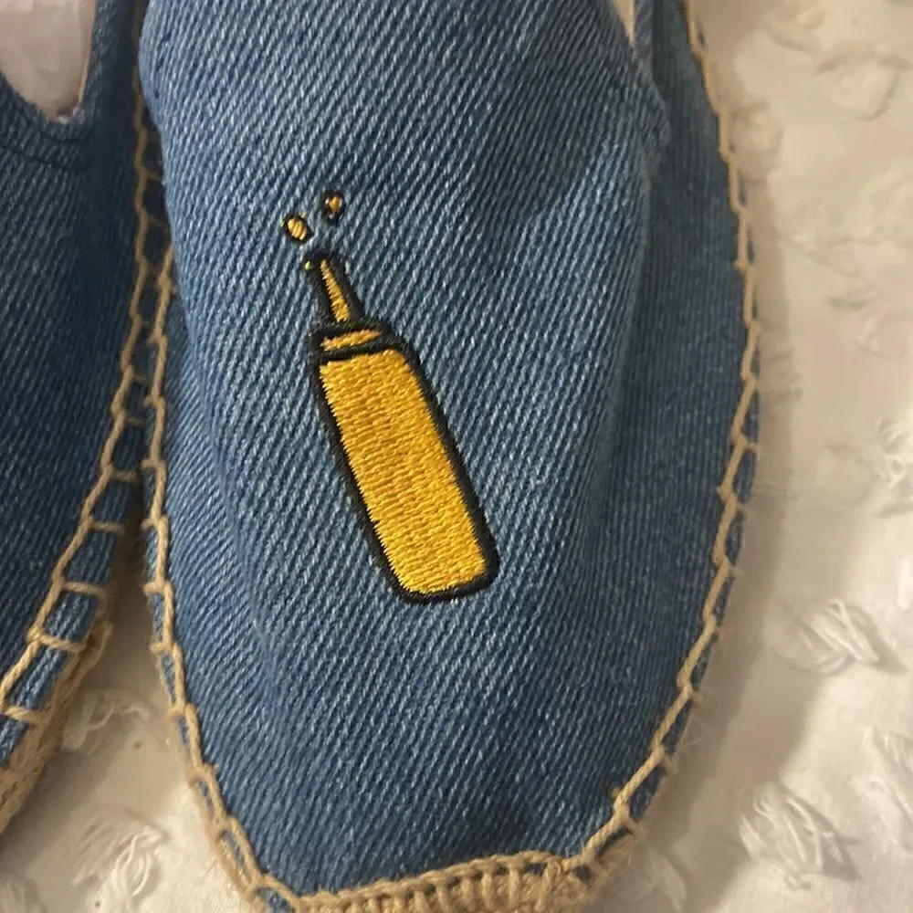 Soludos Jason Polan Denim Espadrille Mustard Hot Dog Size 6